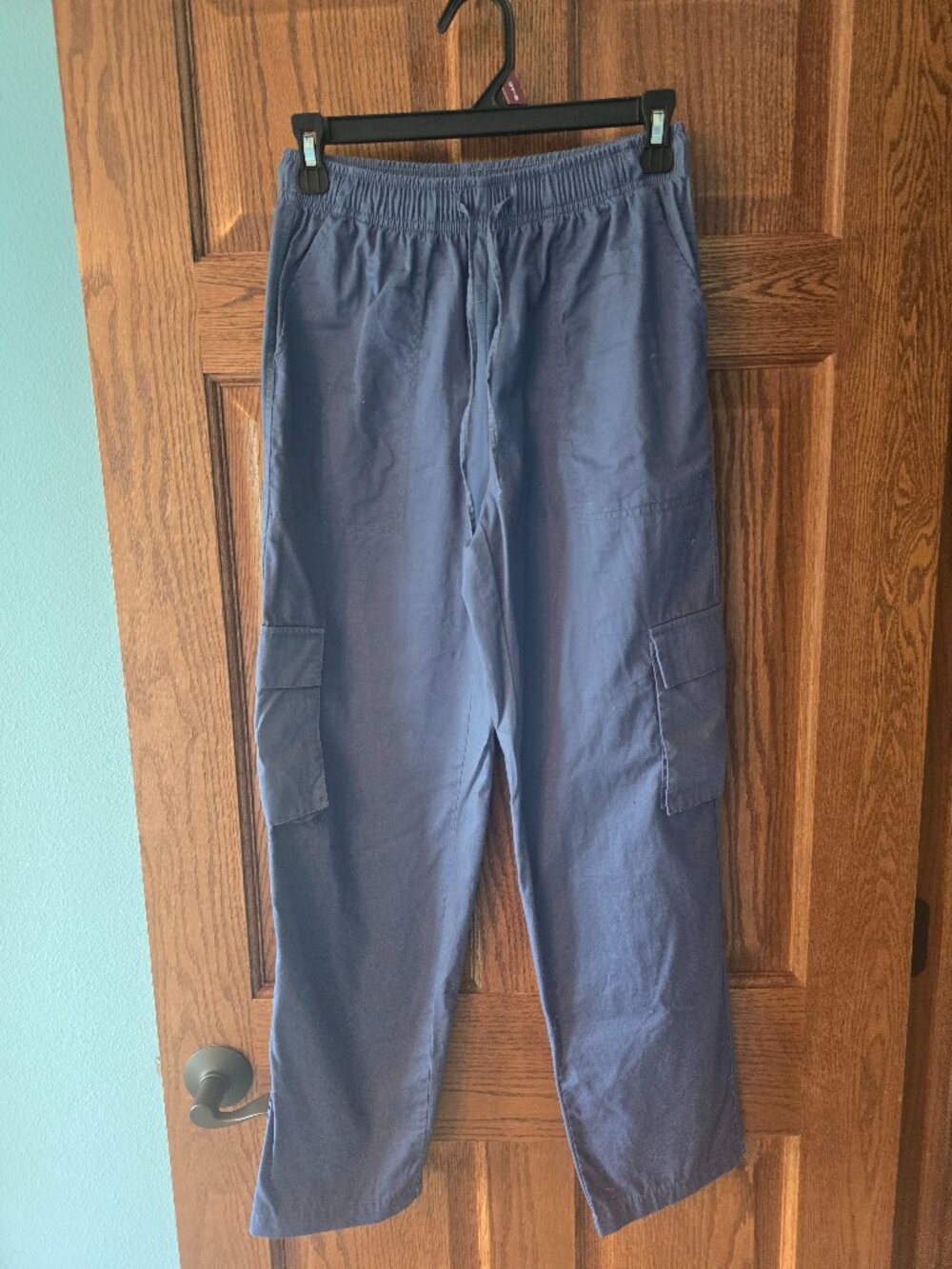 Happily Grey Blue Cotton Cargo Pants Small EUC